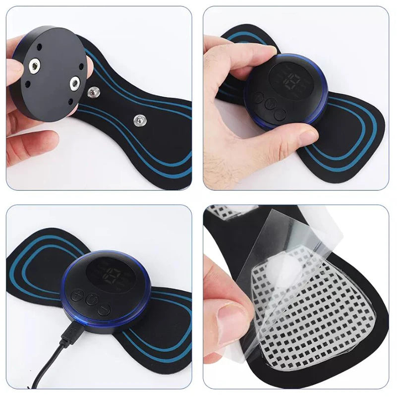 4PCS LCD Display EMS Neck  Electric Massager  8 Mode Pulse Muscle Stimulator Portable 