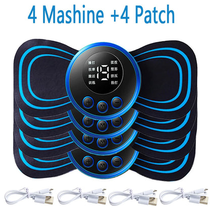 4PCS LCD Display EMS Neck  Electric Massager  8 Mode Pulse Muscle Stimulator Portable 