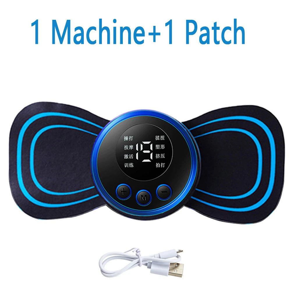 4PCS LCD Display EMS Neck  Electric Massager  8 Mode Pulse Muscle Stimulator Portable 
