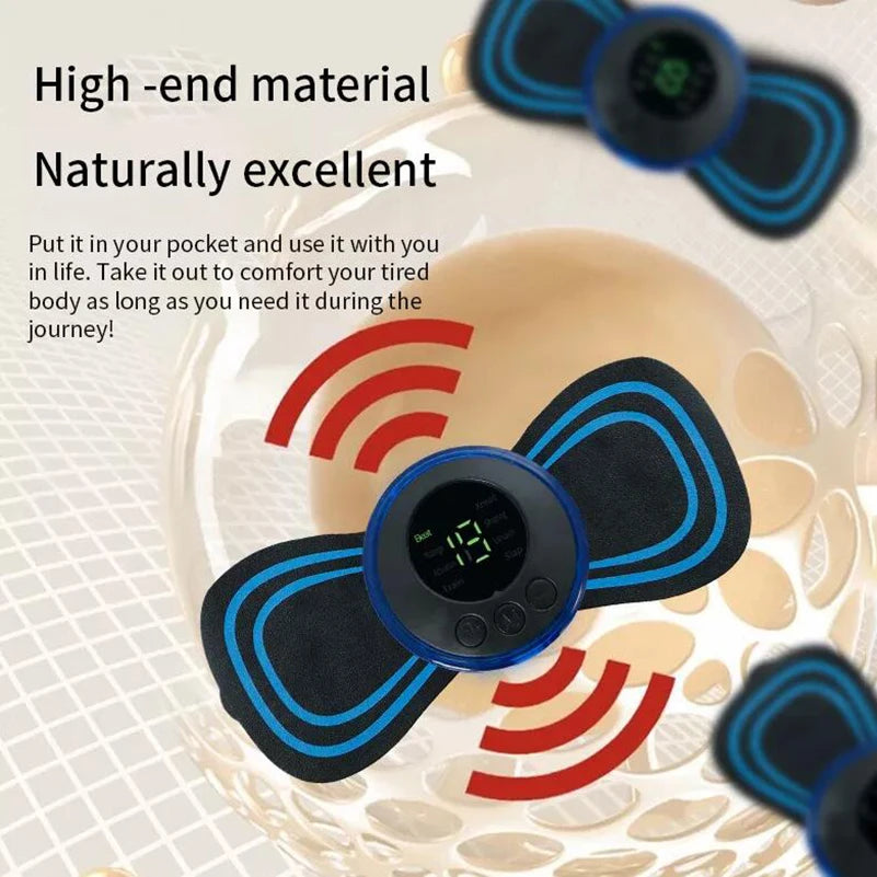 4PCS LCD Display EMS Neck  Electric Massager  8 Mode Pulse Muscle Stimulator Portable 