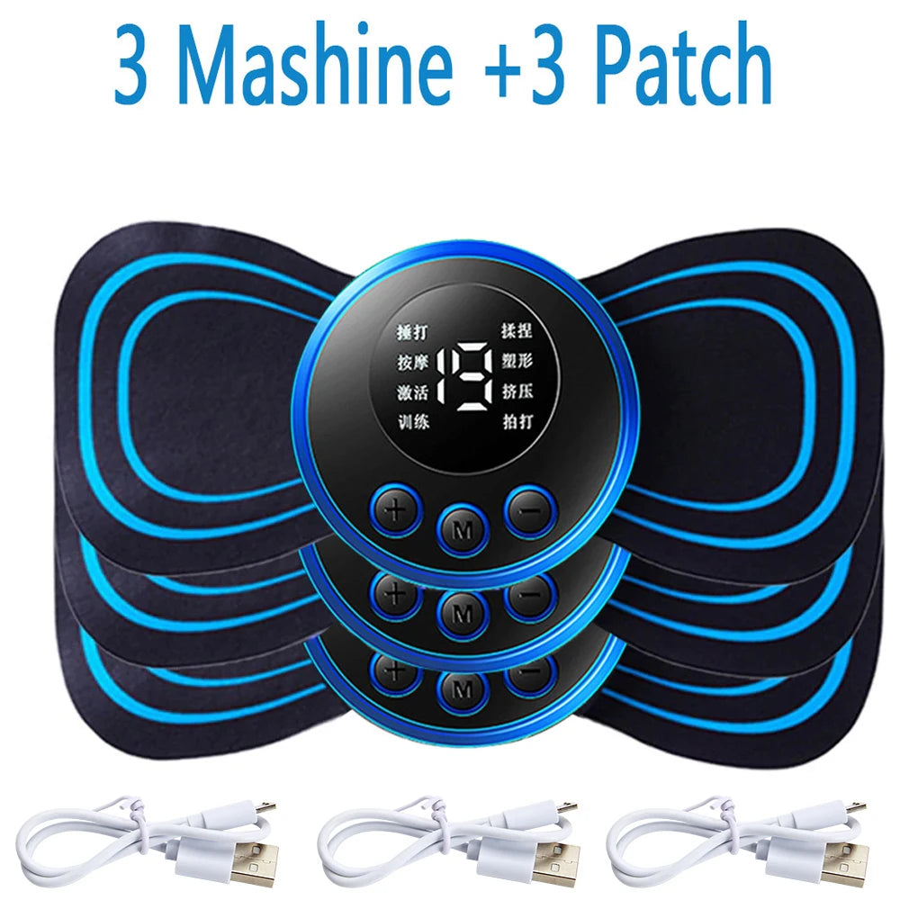 4PCS LCD Display EMS Neck  Electric Massager  8 Mode Pulse Muscle Stimulator Portable 